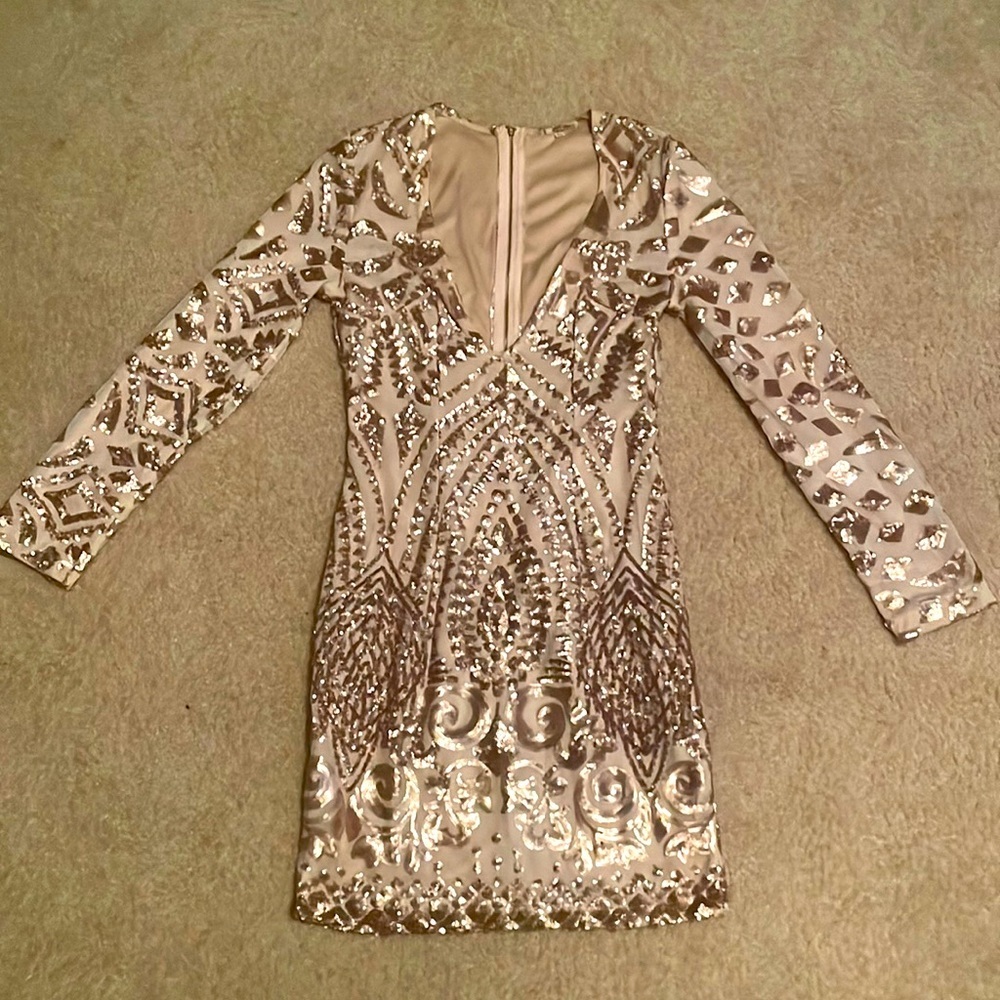 Custom Gold Sequined Mini Dress (m)